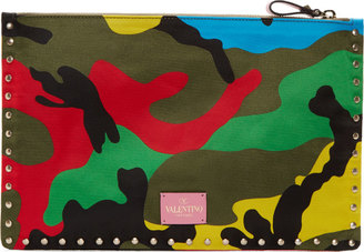 Valentino Green Multicolor Psychedelic Camouflage Pouch