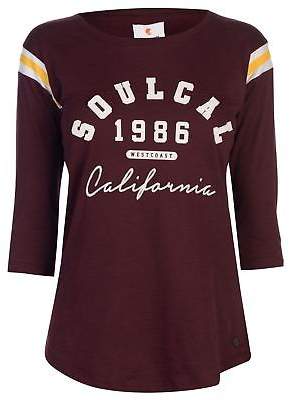Soul Cal SoulCal Womens Deluxe Baseball Panel T Shirt Crew Neck Tee Top Round