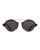 Thumbnail for your product : Illesteva Milan II Round Mirror Sunglasses, Black/Gold