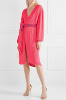 Thumbnail for your product : retrofete Audrey Velvet-trimmed Neon Sequined Chiffon Wrap Dress