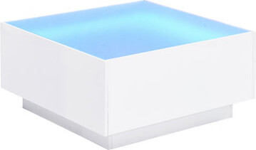 Ivy Bronx Square High Glossy Coffee Table with 16-color LED Strip Lights, Modern Center Table