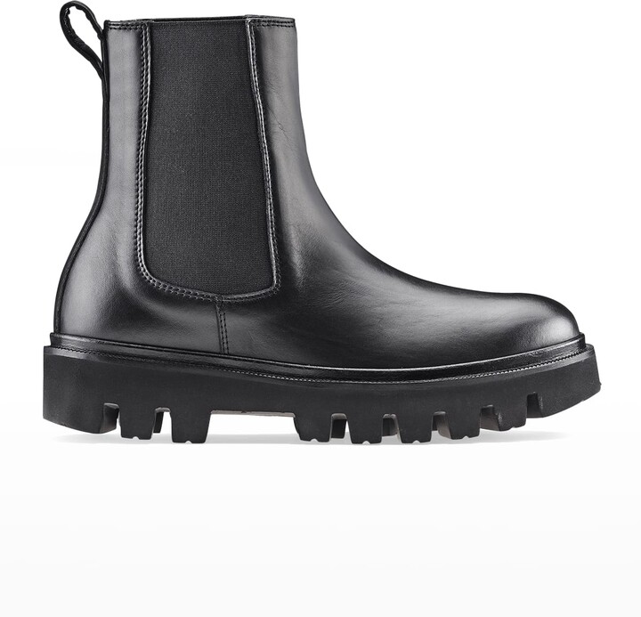 ellerey leather block heel lug sole chelsea booties