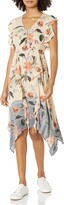 Thumbnail for your product : Angie Women's V Neck Flutter Sleeves and Ruffle Scarf Hem Dress