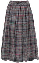 Thumbnail for your product : Être Cécile Lulu Checked Cotton And Silk-blend Twill Midi Skirt