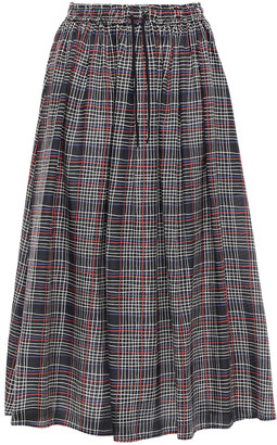 Être Cécile Lulu Checked Cotton And Silk-blend Twill Midi Skirt