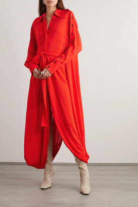Proenza Schouler Belted Jersey-crepe Maxi Shirt Dress - Red