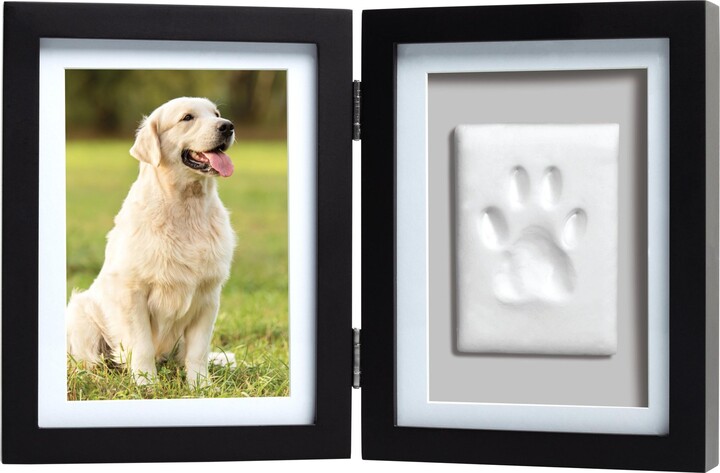 Pearhead Pet Paw Print Photo Frame with Clay Imprint Kit, Black