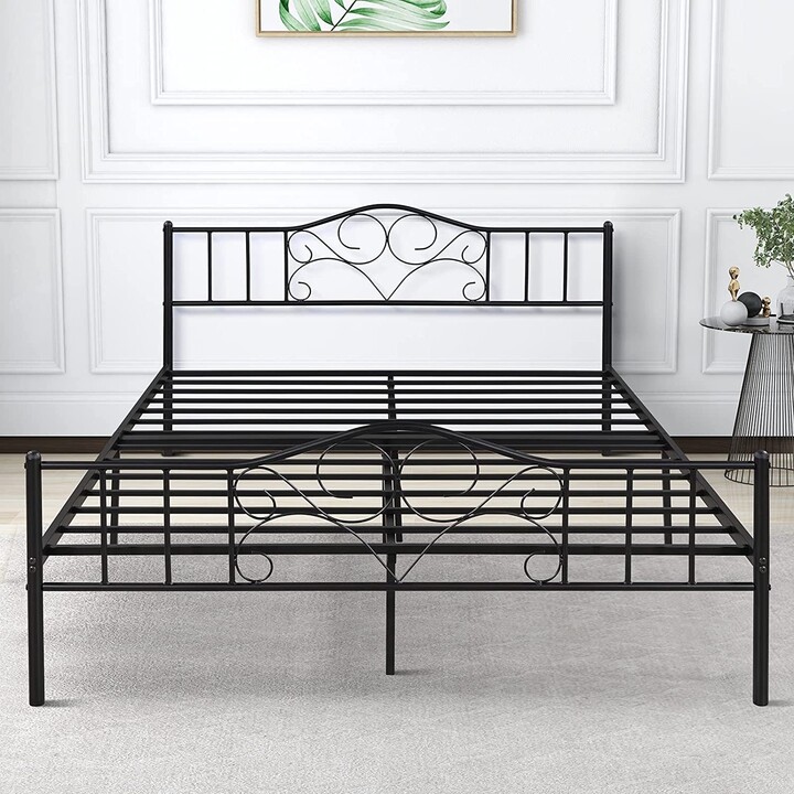 Yangming Queen Metal Bed Frame, Queen Platform Bed Frame with Vintage