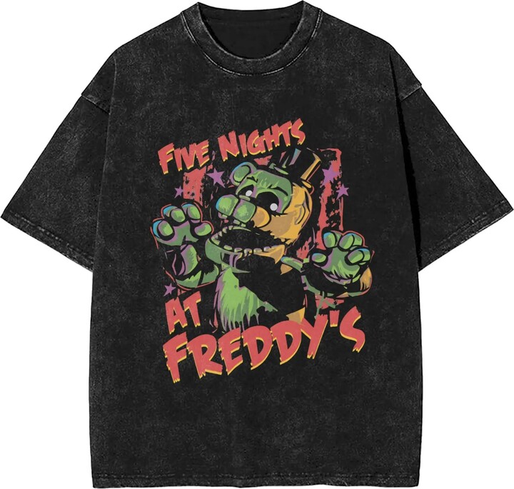 AliExpress New Horror Game FNAF At Freddys Simple Peripherals Print T-shirts Men Women Summer New Tees Vintage Washed Cotton Oversized Tops