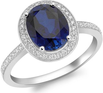 Love Gold 9Ct White Gold Blue Cubic Zirconia Oval Ring