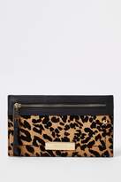 Thumbnail for your product : River Island Womens Beige Leopard Print Thin Purse - Cream