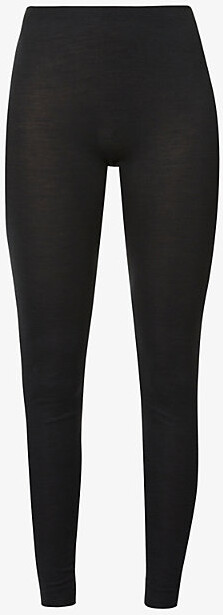 Hanro Womens Black Woolen Mid-Rise Wool-Silk Blend Leggings M
