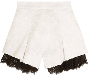Zimmermann Mischief Lace-Paneled Embroidered Linen Shorts