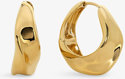Monica Vinader Womens Nomade Medium 18ct Yellow Gold Vermeil Hoop Earrings 1 Size