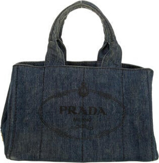 Prada Canapa Logo Denim Tote Bag (SHG-34089) – LuxeDH