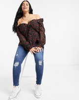 Thumbnail for your product : Wednesday's Girl Curve milkmaid top in cherry print