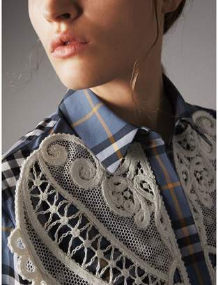 Burberry Lace AppliquÃ© Check Cotton Shirt