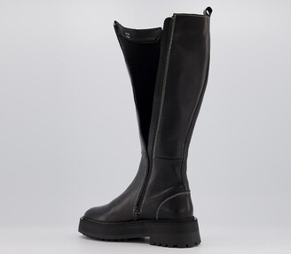 Office Kinley Feature Elastic Knee Boots Black Leather