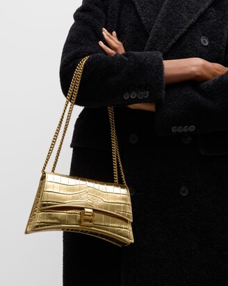 Balenciaga Crush XS Chain Bag Metallized Crocodile Embossed