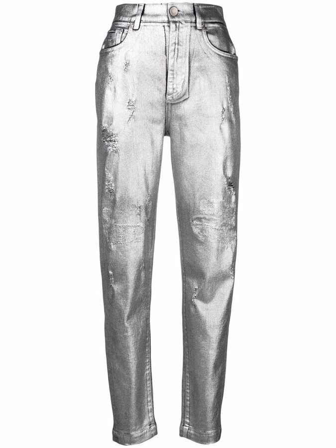 Silver Coated Jeans | ShopStyle