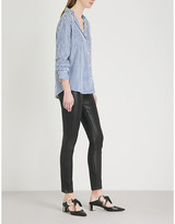 Thumbnail for your product : Paige Ladies Black Leather Hoxton Ankle Ultra-Skinny High-Rise Coated Stretch-Denim Jeans, Size: 23