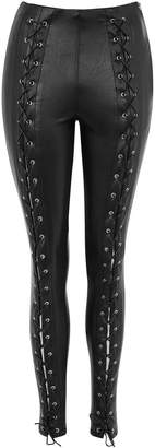 Topshop Faux leather lace up skinny pants