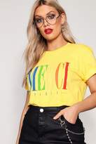 Thumbnail for your product : boohoo Plus Merci Yellow T-Shirt