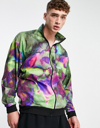 ASOS DESIGN co-ord festival oversized track jacket with all over print -  ShopStyle