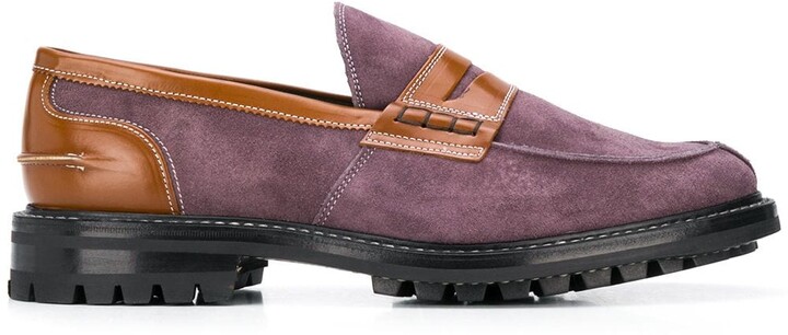 purple penny loafers