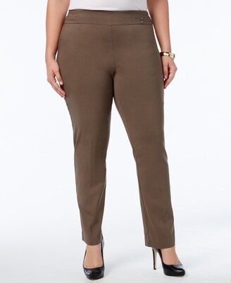 JM Collection Plus Size Tummy Control Pull-On Slim-Leg Pants, Created for  Macy's - ShopStyle