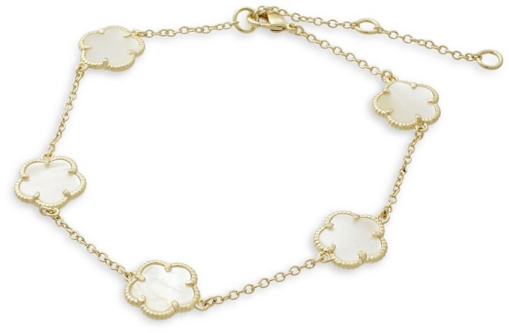 jankuo clover 14k goldplated mother of pearl charm bracelet