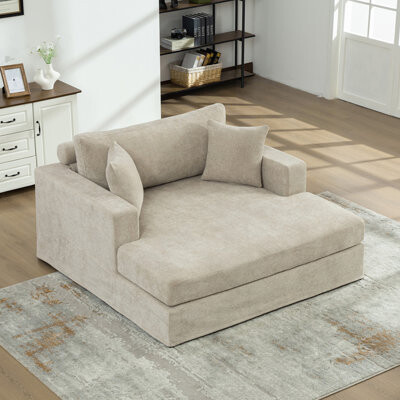 Wide Extra-Large Sofa Bed With Chenille Linen Fabric And Sturdy Metal Legs For High Load-Bearing Capacity.