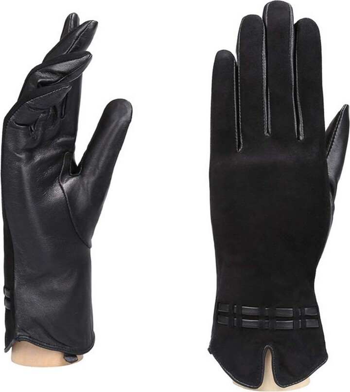 black cashmere beret, Ugg shorty black leather gloves with
