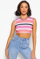 Thumbnail for your product : boohoo Striped Rib Cropped Tank Top Top