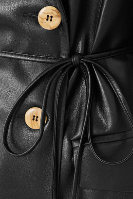 Nanushka Malina Belted Vegan Leather Trench Coat - Black