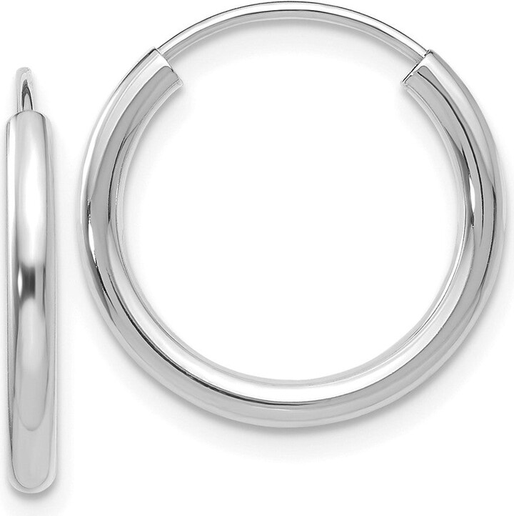 Diamond2Deal 10k White Gold Round Endless Hoop Earrings 0.61g