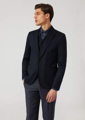 Emporio Armani Single-Breasted Bib Front Jacket In Stretch Jersey