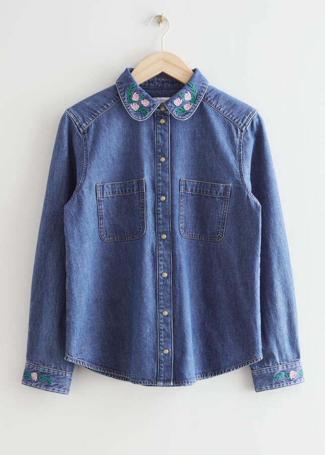 Embroidery Denim Shirt | Shop the world's largest collection of 