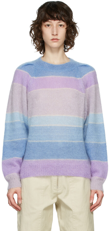 blue and purple striped sweater