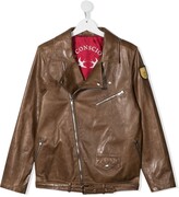 Thumbnail for your product : BRUNELLO CUCINELLI KIDS TEEN logo patch biker jacket
