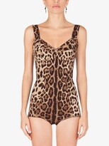 Thumbnail for your product : Dolce & Gabbana Leopard-Print Fitted Bodysuit