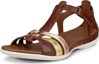 ECCO Flash T-Strap Sandal Women's Sandals Mink/Gold/Hammered Bronze : EU 35 (US Women's 4-4.5) M, Leather