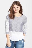 Thumbnail for your product : Elodie Stripe Crop Terry Sweatshirt (Juniors)