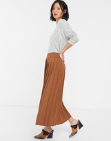 Thumbnail for your product : Selected midi skirt with pleats in brown