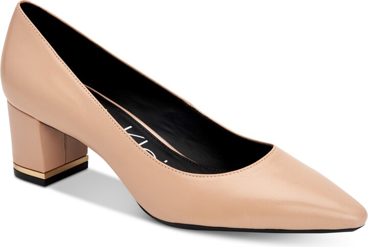 Calvin Klein Womens Nita Almond Toe Pumps Womens Shoes Shopstyle
