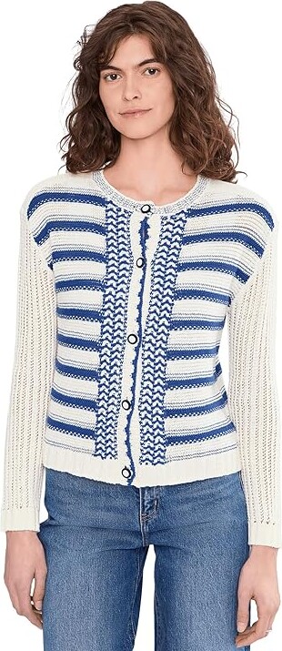 Nic+Zoe Painted Porcelain Cardigan Women's Sweater Blue : LG Cotton/Rayon