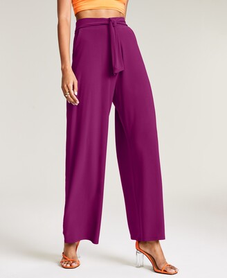 Bar III Solid Tie-Front Wide-Leg Pants, Created for Macy's