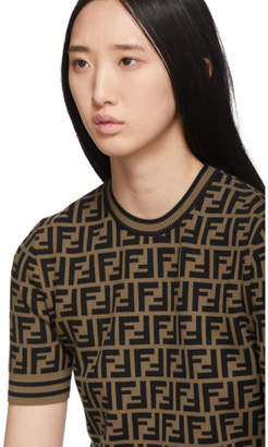 Fendi Black and Brown Knit Forever T-Shirt