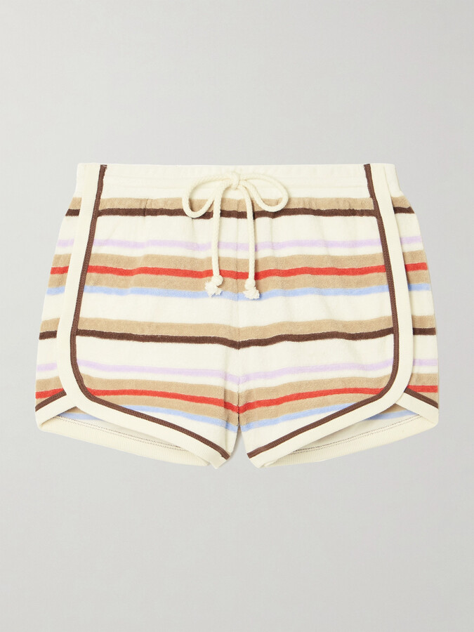 Veronica Beard - Mulberry Striped Cotton-blend Terry Shorts - Cream