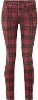 Thumbnail for your product : R 13 Kate Distressed Tartan Low-rise Skinny Jeans